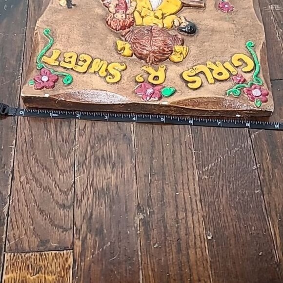 Vintage Handmade Girls are Sweet Plaster Grandmacore Wall Art - Picture 5 of 10